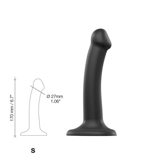 Strap-on-Me Semi-Realistic Dual Density Bendable Dildo Black Small