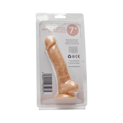 Loving Joy 7 Inch Realistic Silicone Dildo with Suction Cup and Balls Vanilla