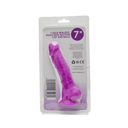 Loving Joy 7 Inch Realistic Silicone Dildo with Suction Cup and Balls Purple