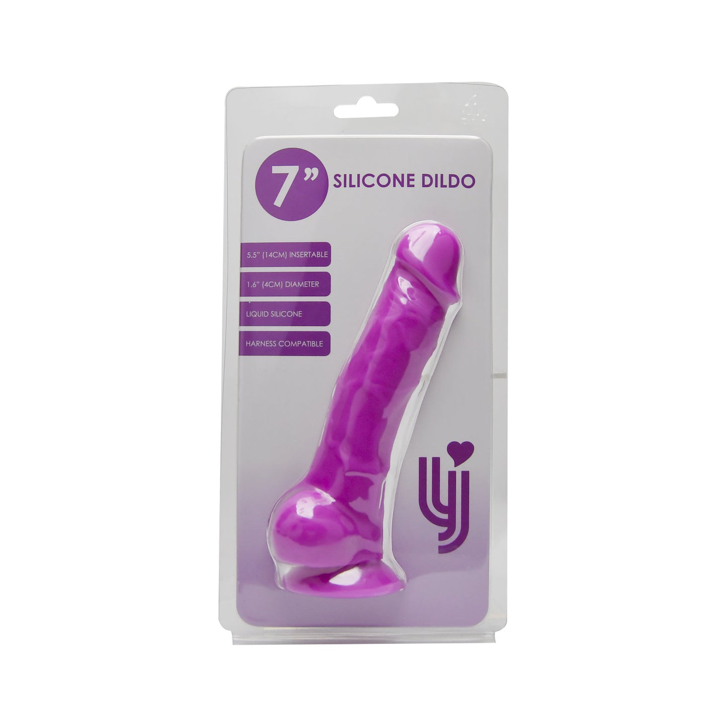 Loving Joy 7 Inch Realistic Silicone Dildo with Suction Cup and Balls Purple