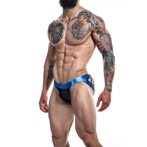 C4M Desire Jockstrap Blue Leatherette Small