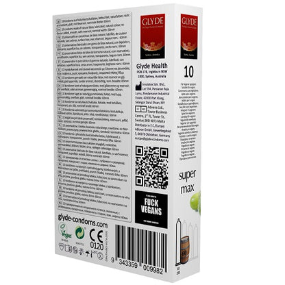 Glyde Ultra Super Max Vegan Condoms 10 Pack