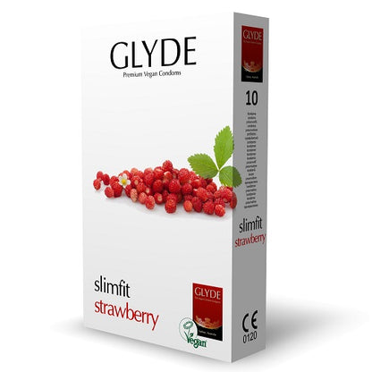 Glyde Ultra Slimfit Strawberry Flavour Vegan Condoms 10 Pack