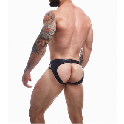 C4M Dungeon Black Leatherette Jockstrap Small